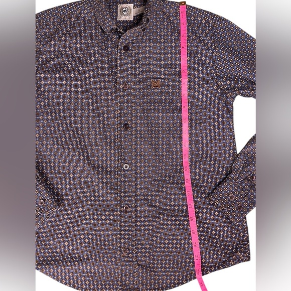 Cinch Western Boys Blue and Brown Button Down Long Sleeve Size Large 12 - Picture 5 of 6